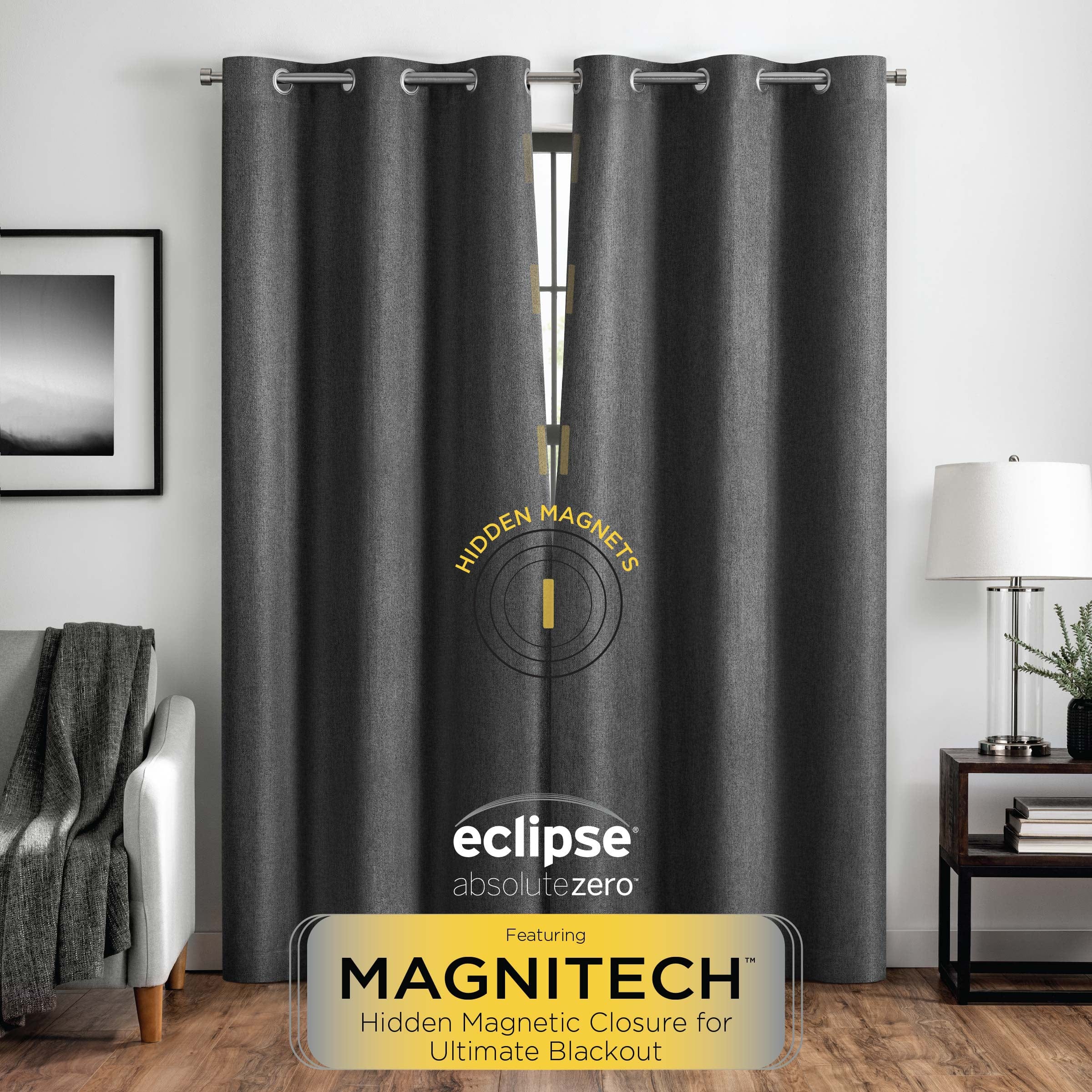 Eclipse Magnitech Welwick Herringbone 100% Blackout Grommet Panel, 40 x 84 - Tan