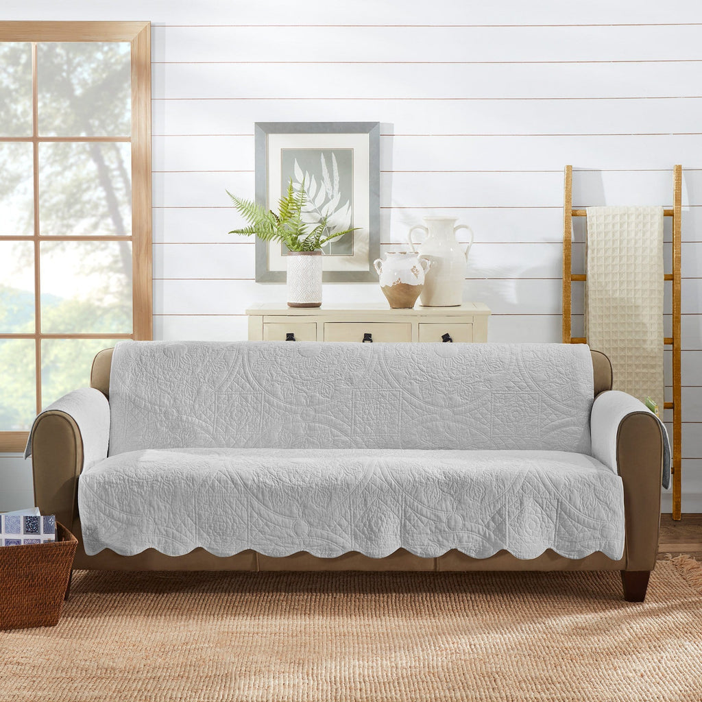 Heirloom Quilted Sofa Furniture Cover in White