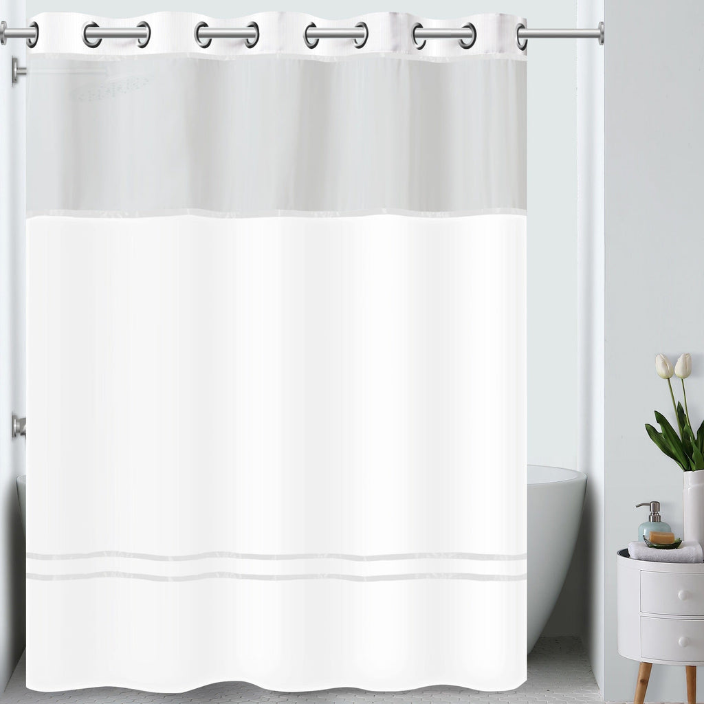 Hookless® Escape Fabric Shower Curtain  Includes Snap On/Off Replaceable  Liner