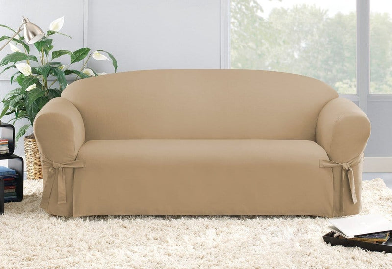 Cotton Throw For 2-Seater Sofa-Bed - Beige