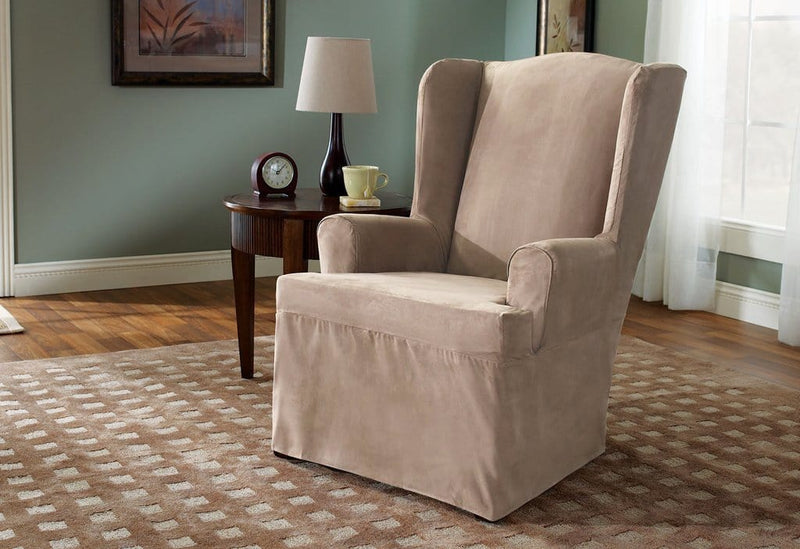 Sure Fit Soft Faux Suede Wing Chair Slipcover - ShopStyle
